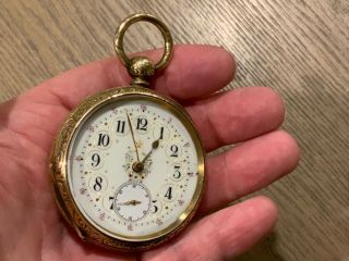 Rare 1877 Antique 18s Fancy Dial Private Label Continental Hamden Pocket Watch