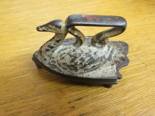 Antique Vtg Miniature Swan Cast Sad Iron Salesman Sample Child 