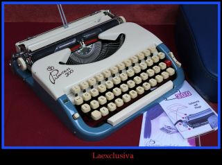 Rare Slim Cool Princess 300 Typewriter 50s Blue&cream Lacquer - (video)