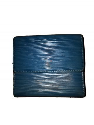 100 Authentic Louis Vuitton Trifold Epi Blue Leather Mini Wallet Purse France