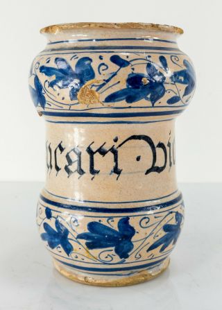 Antique 18/19th Century Italian Majolica Maiolica Faience Albarello Drug Jar