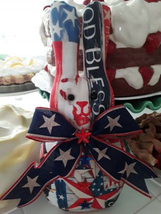Patriotic Old Glory,  U.  S.  A Stars And Stripes Decorative Bunny Rabbit Ornament