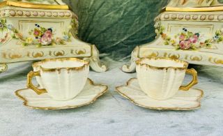 Rare Antique Wileman Shell Pattern Teacup Duo Pair Shelley Foley Bone China