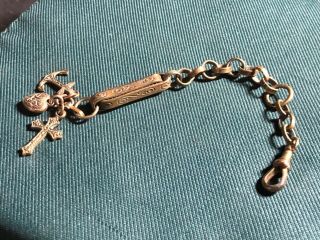 Antique Brass Small Albertina With Spring Link & Faith / Hope & Charity Fob