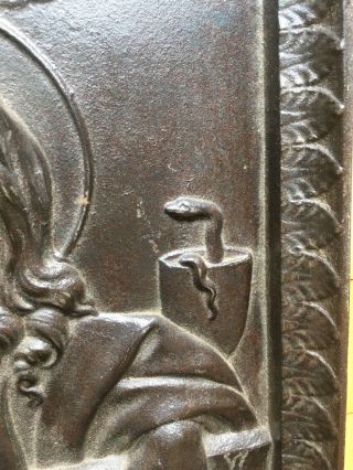 ANTIQUE CAST IRON Bronze Sculpture Christian Religion Mystic Eagle Art Plaque 3