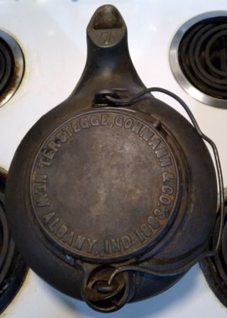 Rare Antique 1883 Terstegge Gohmann & Co Albany Ind.  Cast Iron Teapot Kettle