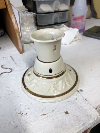 Vintage Porcelier Porcelain Ceiling Light Fixture Pull Chain