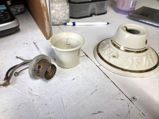 Vintage Porcelier porcelain ceiling light fixture pull chain 2