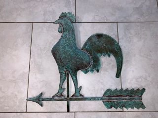 3d Rooster Weather Vane Aged Copper Patina French Country Chicken