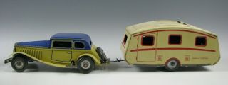 Vintage Or Antique Tin Mettoy Wind - Up Car And Trailer