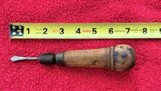 Antique Multi - Tool 6 Bit Screwdriver Wooden Handle With Storage
