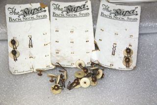 Antique Buttons The Sup Back Neck Stud Made In England X 16 Vintage Craft