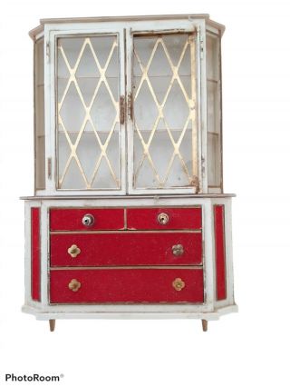 Vtg 1964 Ideal Petite Princess Dollhouse Furniture Treasure Trove Cabinet Read