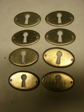 8 Vintage Brass Key Hole Escutcheons For Cabinet Chest Dresser Drawers