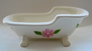 Ceramic Claw Foot Bathtub Soap Dish Decorative Bathroom Item Holder Hand Painted