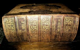 C1885 Holy Bible Family Victorian Leather Antique Fine Binding Gustave Dore 1st