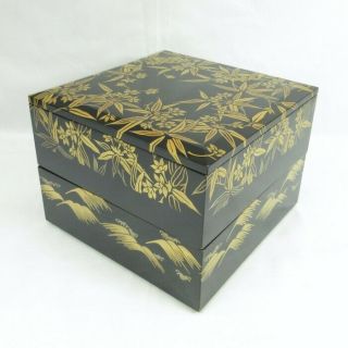 C143: High - Class Japanese Old Lacquer Ware Jubako (nest Of Boxes) W/finest Makie