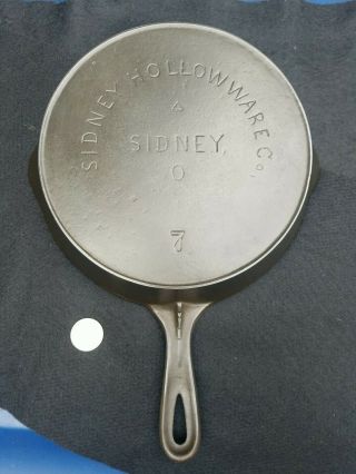Antique Sidney Hollowware 7 Skillet - Old Smooth Cast Iron Cookware