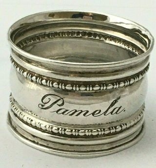 Pamela Antique Sterling Silver Serviette Napkin Ring 1918