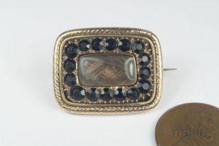 Antique Georgian Gold & French Jet Mourning Brooch W/ Lt Gen French 