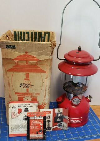 Vintage Red Coleman 200a Lantern July 1968 With Box & Paperwork