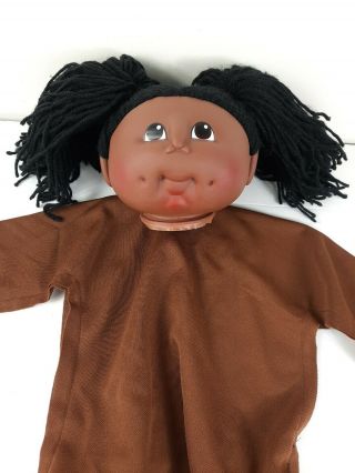The Doll Baby Pre - Sewn Black Doll Head With Body Fibre Craft Pig Tails