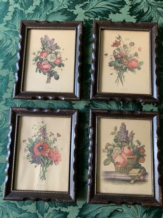 4 Vintage J.  L.  (jean - Louis) Prévost Floral Prints Botanical Flower Art Framed