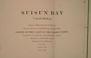 1867 US Coast Survey Map Suisun Bay,  California 2