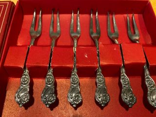 Vintage Estate Sweden Silverplate – Nils Johan Prns – Set Of 6 Lemon Forks