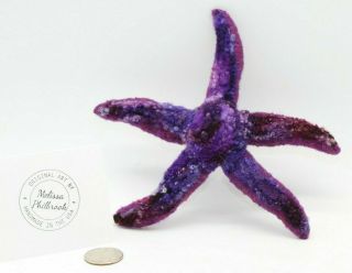 Purple Needle Felted Wool Starfish Folk Art Doll Melissa Philbrook 7 " Ocean Sea