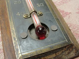 Antique Wood Brass Tycos Rochester NY Indoor Outdoor Fahrenheit Wall Thermometer 2