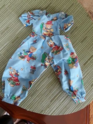 Dress Clothes For Mary Hoyer 14 Inch Doll Blue Long Romper With Teddy Bears