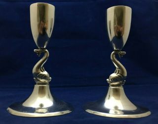Jlr Mexico Juvento Lopez Reyes Solid Sterling Silver Dolphin Candle Holders