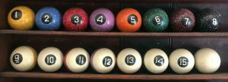 Antique Vintage Agate Speckled Billiards Pool Ball Set