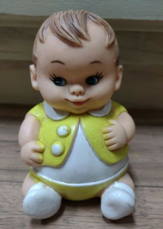 Vintage Uneeda Doll Co Inc 1968 Plum Pees Rubber Squeak Doll Boy Girl Yellow
