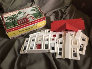 Vintage O And S Gauge Plasticville Colonial Church W/ Box & Colonial House