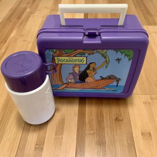 Plastic Lunch Box Pocahontas With Thermos Locking Handled