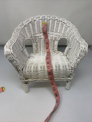 Vintage Mini Doll Child White Wicker Rattan Bamboo Chair Shabby Chic 2