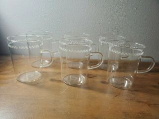 Schott Mainz Jena Glass Tea/coffee Mugs Fine Set Of 6