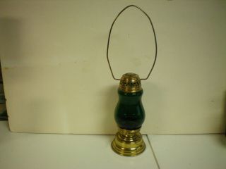 Antique Brass Skaters Lamp Lantern With Green Globe