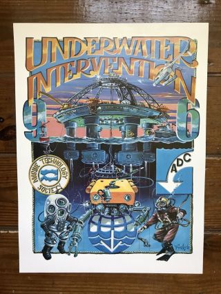 Deep Sea Diving Poster Adc Underwater Intervention Advertising 1996 Art Vintage
