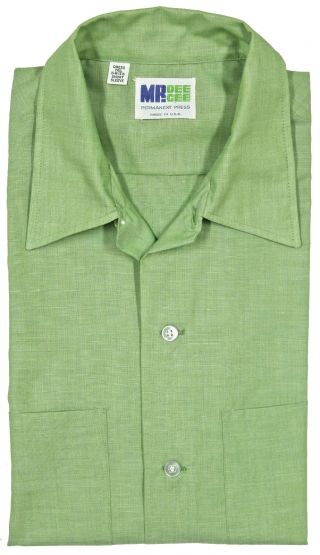 Nos Vtg 60s Dee Cee S/s Work Shirt Medium Green Chambray Rockabilly Dead Stock