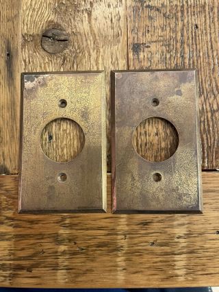 Vtg Brass Electrical Receptacle Cover Plate Antique Old Circle Hubbell