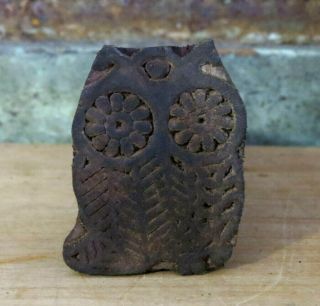 Hoot Barn Owl Detailed Primitive Carved Farmhouse Wood Butter Mold Stamp Press