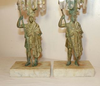 antique Indian girandole bronze crystal candelabra candle holder brass 2