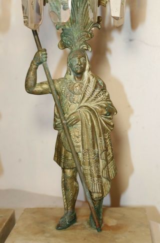 antique Indian girandole bronze crystal candelabra candle holder brass 4