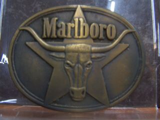 Vintage - 1987 - Solid Brass Philip Morris Inc - Malboro Steer Belt Buckle