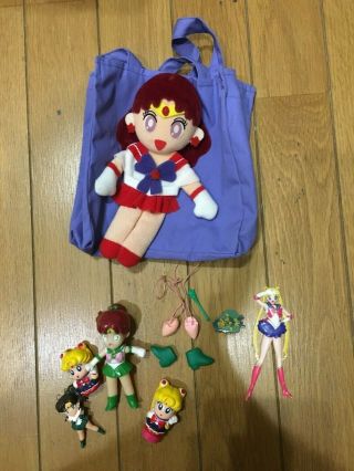 1990s Japanese Antique Bandai Sailor Moon Plush Bag & Figure Doll Set Rare