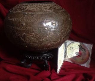 Antique China Tibet India Gold Iron Sacred Buddhist Bowl Holy Water Pot Vase