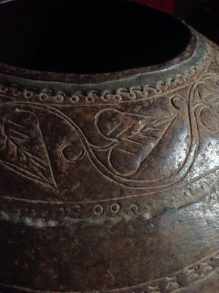 Antique China Tibet India Gold Iron Sacred Buddhist Bowl Holy Water Pot Vase 2